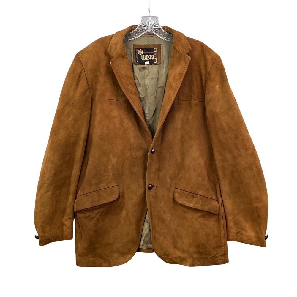 Cresco Suede Blazer Mens Large Brown Vintage Western Leather Sport Coat 2 Button